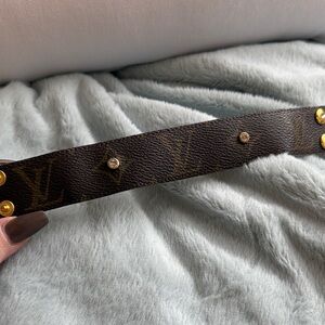 Louis Vuitton Brown Leather Bracelet with Gold Accents, handmade